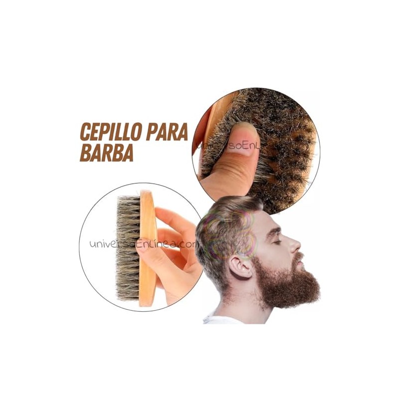 Piezas Kit Barba Accesorios Cuidado Rasurado Bigote Afeitado Cepillo Tijera