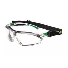UNIVET | 506 UP Hybrid Clear Plus Work Safety Glasses, Scratch Resistant, Lightweight, Flexible and Durable, Sun Protection Lenses (EN166, EN170) White/Green