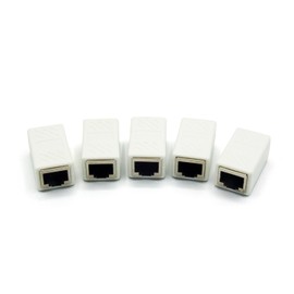 REXUS Ethernet Extender RJ45 Couplers Network Cable Coupler 5 Pack White Internet Female to Female Connector Inline Coupler for Cat5/ Cat5e/ Cat6/ Cat7 Ethernet Extension Cable (RJ45-C6X5B)