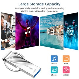 Qkiloasho USB 3.0 Memory Sticks 982GB Extra Large Space USB Stick Compact Memory Stick Design USB Flash Drive with Keyring Silver Pen Drive for Laptop/Mac/PC/Computer