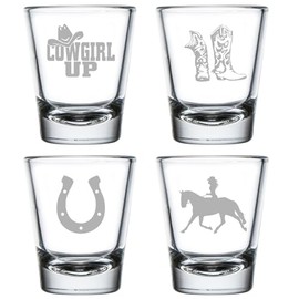 MIP Set of 4 Shot Glasses 1.75oz Shot Glass Gift Cowgirl Collection