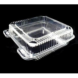 Durable Packaging 8" x 8" x 3" Clear Hinged Plastic Food Bakery Take-Out Container (pack of 25)