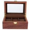 Wooden 3 Grid Watch Display Box Transparent Window Anti‑Slip Watch