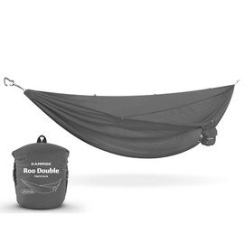 KAMMOK: Roo Double Hammock | Made from Strong & 100% Recycled Water Resistant Ripstop Fabric | Comfortable, Packable, Lightweight (Lifetime Adventure Grade Warranty), Granite Gray