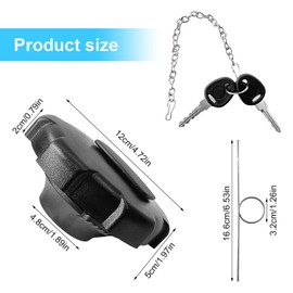 Fuel Tank Cap Lockable Black with Chain, 2 Keys and Hooks, Suitable for MAN TGA TGX TGS Actros Atego 80 mm, for Volvo Wheel Loader Models L60, L70, L110, L120, L150, L180, L220, L350