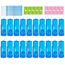 Unidad flash USB de 16 GB, paquete de 20 unidades Nicepicten con cierre USB 2.0, unidad flash FAT32, unidad flash USB de salto a granel, 16 GB, azul