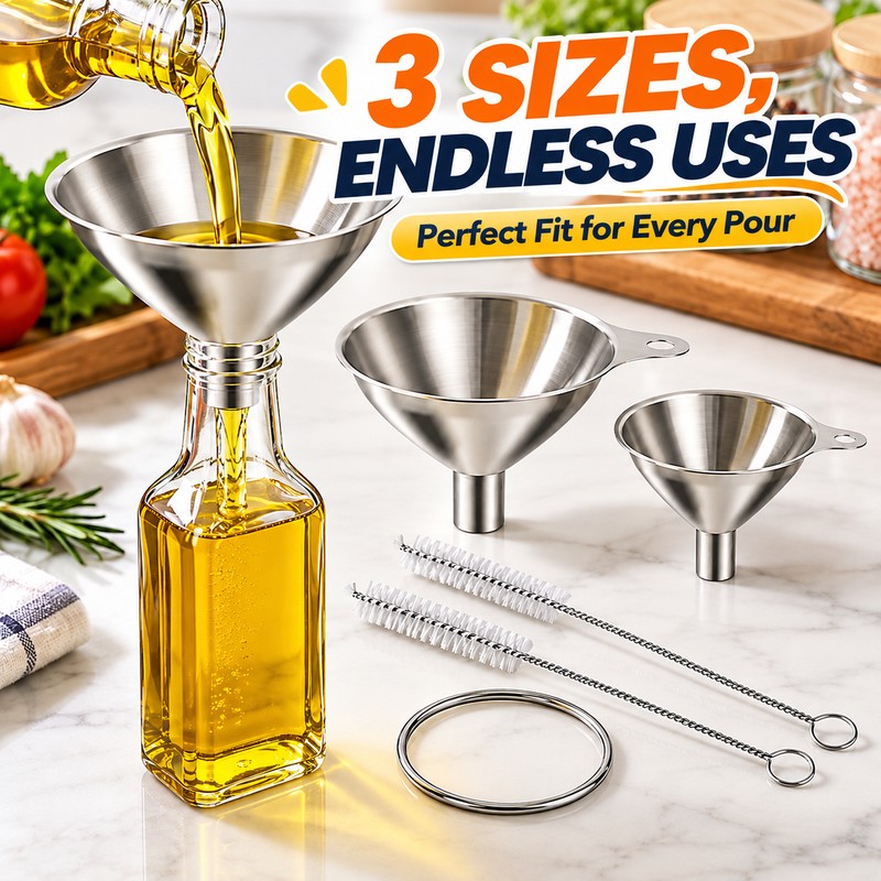 Stainless Steel Funnel Set for Bottle & Jar Filling –