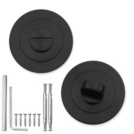 Bwintech 1 Pair 52MM Matt Black Bathroom Escutcheon Polished Nickel Turn and Release Set