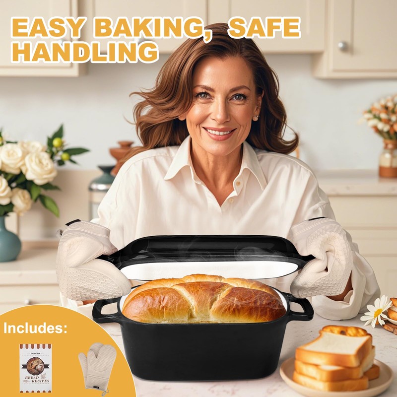 Oval Enameled Dutch Oven for Bread Baking - 3.6QT Cast