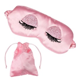 Seide Schlafmaske, Weiche Satin Schlafmaske Verstellbare Seiden Schlafmaske Atmungsaktive Reise Augenbinde Ultraweiche Maulbeerseide Augenmaske Hautfreundlich für Mädchen Frauen Damen - Rosa