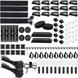 Juego de 300pcs Organizador de Cables Cable Management Esconder Cables Pared Organizador de Cables Escritorio Ordenador de Cables Soportes de Cable...