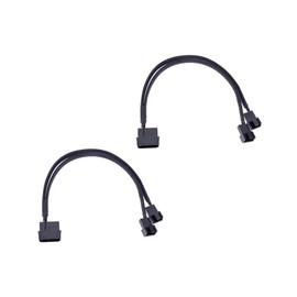 Sleeved Molex to x2 PC Fan Splitter Cable, 27cm, Black - Pack of 2