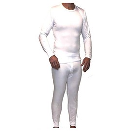 Z-TEX Ultra Soft Men's Fleece Lined Thermal Underwear Long Johns Set (White, Medium)