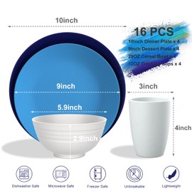 Homienly Dinnerware Sets Plates and Bowls Sets Wheat Straw Dish Set Service for 4 Alternative to Plastic Plates Cups Set Lightweight & Unbreakable Dishes Set for Kitche Outdoor Camping 16 PCS - Island