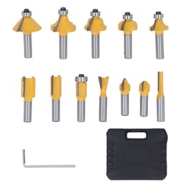 12PCS Router Bits 8mm Shank Carbide Blade Woodworking Milling Cutter Set for Edging Slotting Trimming