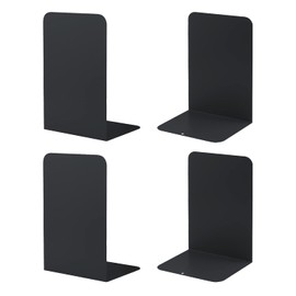 Honagu Book Ends, Bookends for Shelves, Home, Office, Metal Book Stopper for Books, Metal Bookend Supports, Modern Minimalist Style Decorative Bookend, Black (2Pair/4Pcs)
