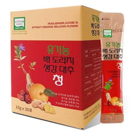 Organic Pear Bellflower Ginger Jujube Green Sticks, 10g, 30 Pieces, 1 Piece / 유기농 배 도라지 생강 대추 청 스틱, 10g, 30개입, 1개