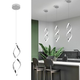 Vloitgol Modern Led Pendant Lights Kitchen Island,16W Cold White Led Pendant Light Fixtures,Adjustable Led Hanging lamp Island Lights for Kitchen Living Room Bedroom Dining Room Sink, 1 Pack (Chrome)