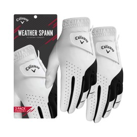 Callaway Golf Gloves Weather Spann 2PK(Men's Right Hand, Pack of 2, Small, White)