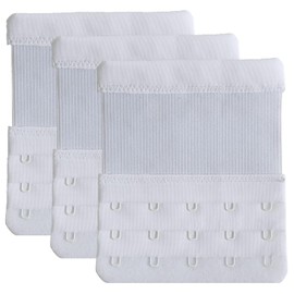 YarBar Bra Extension Hook, 5 Tiers, Elastic Bra, Extension Hook, Female Bra, Adjustable, Set of 3 White, Hook Distance: 3/4"