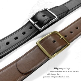 BS1303-S002B Heavy Duty Uniform Work Belt Genuine Full Grain Leather Casual Jean Belt 1-3/4"(45mm) wide (Gold-Black, 36)