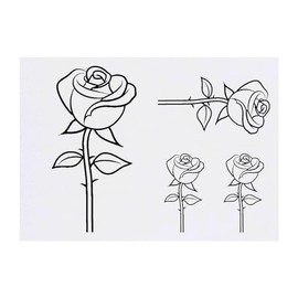 Azeeda 4 x 'Einzelne Rose' Temporäre Tattoos - Wasserfest, Hautfreundlich & Ungiftig · Transfers in Verschiedenen Größen (TO00070946)