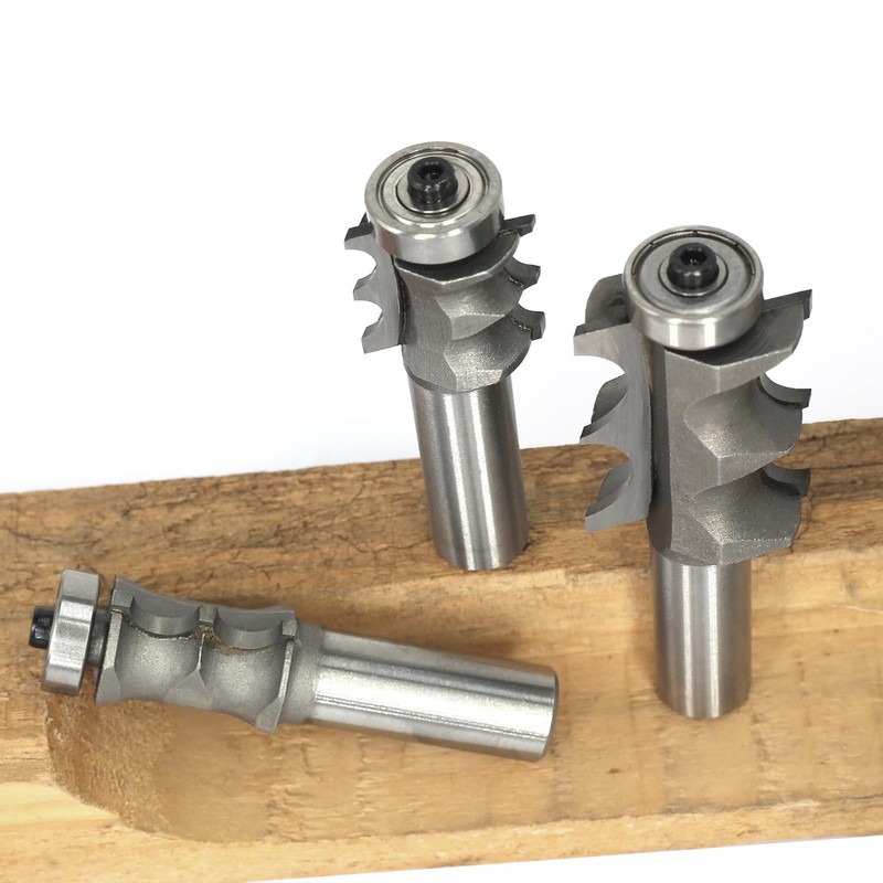 3Pcs Double Beading Router Bits 1/2" Shank,Cutting Height 3/4",7/8",1-3/8" Pair