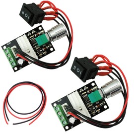 RUNCCI-YUN 2Pcs DC Motor Speed Controller,3A 6V 24V 12V 3A PWM Motor Controller Reversible Controller Regulator with Switch Positive Inversion Control Switching Button with Speed Control Knob
