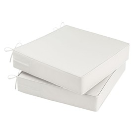 MJIAIDEA Outdoor Chair Cushions Set of 2 for Patio Furniture 22x22x4 Inch Waterproof Patio Chair Cushion 3 Year Color Fastness Square Elastic Foam Garden Sofa Couch Pads with Ties and Handle,Beige