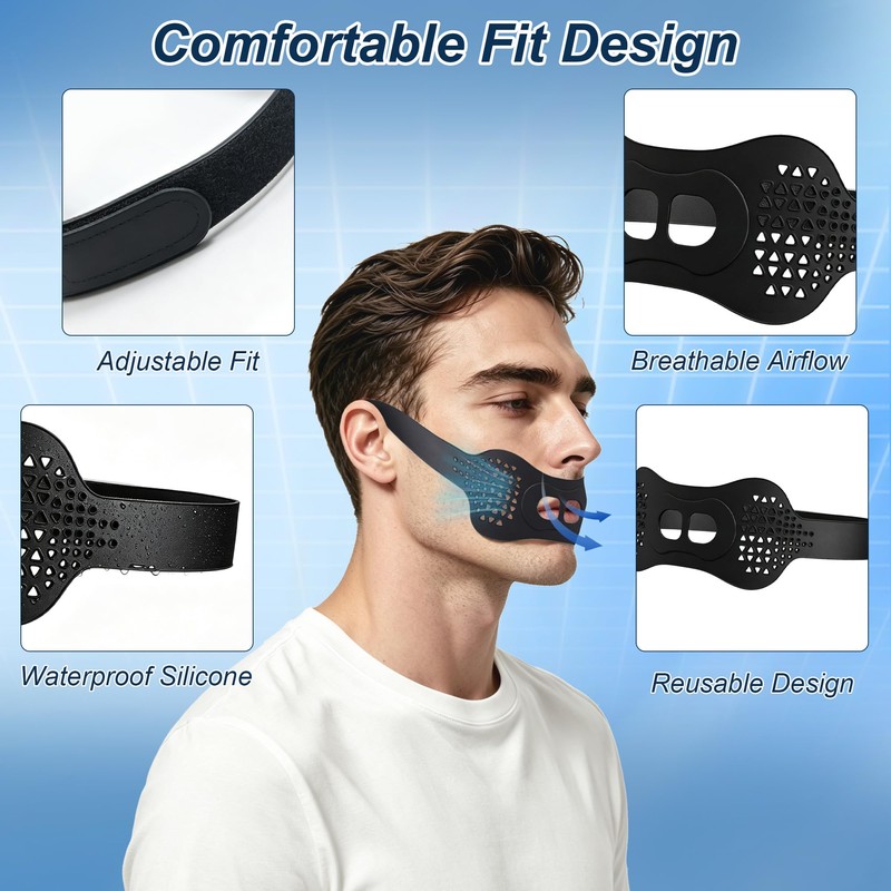 Glowvibe Chin Strap for Snoring, Adjustable Sleep Chin Support for