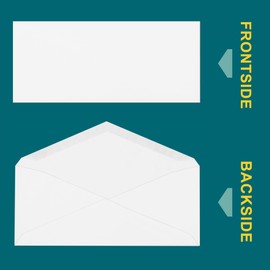 #9 Envelopes Letter Size - 80 Pack - 3 7/8 x 8 7/8 inch White Business Envelopes with Gummed Seal - Return Mailing Envelopes - Legal Envelopes for Checks, Invoices, Statements - 24lb Plain Envelopes