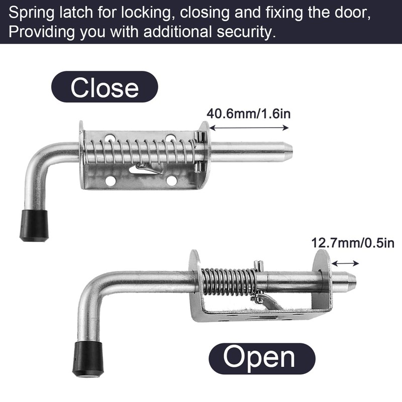 WYIPOLZI 5 Inch/128mm Spring Latch Pin Stainless Steel Barrel Bolt