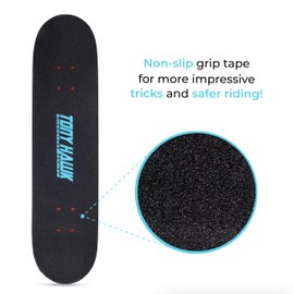 Tony Hawk 31 inch Skateboard, Tony Hawk Signature Series 2, 9-ply Maple Deck Skateboard for Cruising, Carving, Tricks and Downhill, Neon Crypto