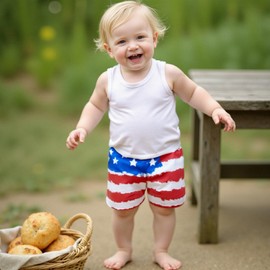 ZyHwShine 4th of July Baby Outfit Baby Boy Swimsuit Toddler Beach Swim Shorts Bathing Suitt Fourth of July Kids Swim Trunks (Blue, 6-12 Months)
