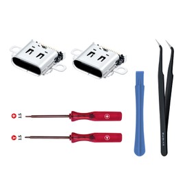 Replacement Charging Port for NS Switch with Open Tool Kit,Mcbazel Switch Charging Port,2 PCS Type-C Port Power Jack Connector Include with 2 x Screwdrivers, 1xTweezers, 1xPry Tool(Not for NS2)