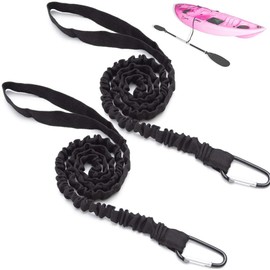 POFET 2 x Expandable Kayak Paddle Leash with D Shape Carabiner Bungee Leash Strap 0.3M for Kayaking Canoeing SUP Board Paddle Surfboard Fishing Rods