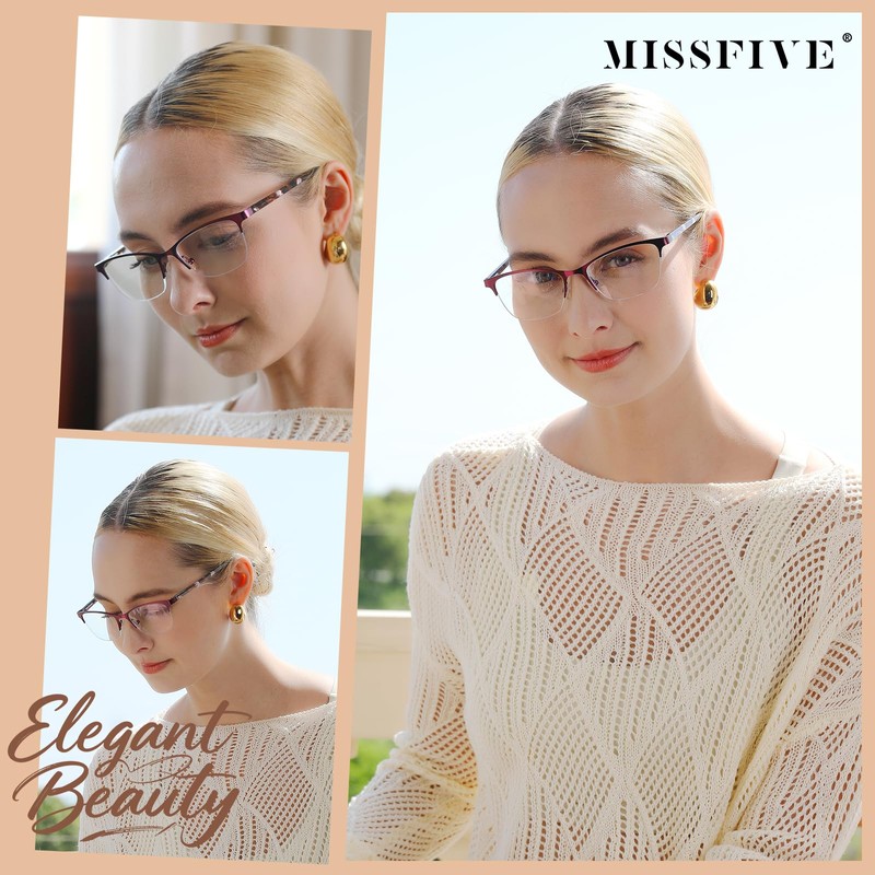 Missfive Premium Progressive Multifocus Metal Reading Glasses Women & A