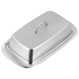 Kichvoe Butter Dish with Lid, Stainless Steel Butter Keeper Covered Butter Tray Holder Kitchen Tableware for Counter and Fridge (Silver)