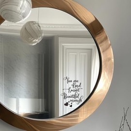 You are Kind, Smart, Beautiful Enough Mirror Decal – Positive Affirmation Vinyl Sticker for Bedroom, Bathroom, or Vanity – Heart Design – 5.7 x 7.9 Inches (wll025-black)