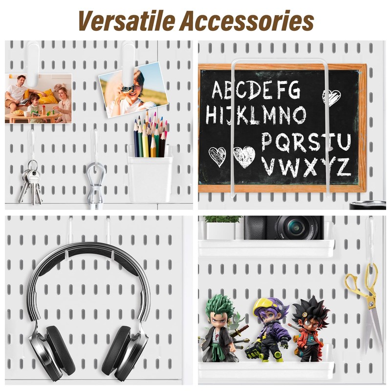 AKTOP Peg Board Wall Organizer 4-Pack – 12"x12" White Pegboard