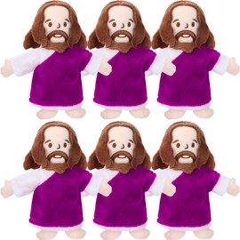 Barydat 6 Pcs Jesus Plush Toy 6 Inch Jesus Stuffed Doll Christian Gifts Jesus Plushie Christ Religious Savior Jesus for Church Sunday School Christmas Baptism Gifts Party Favors(Purple)