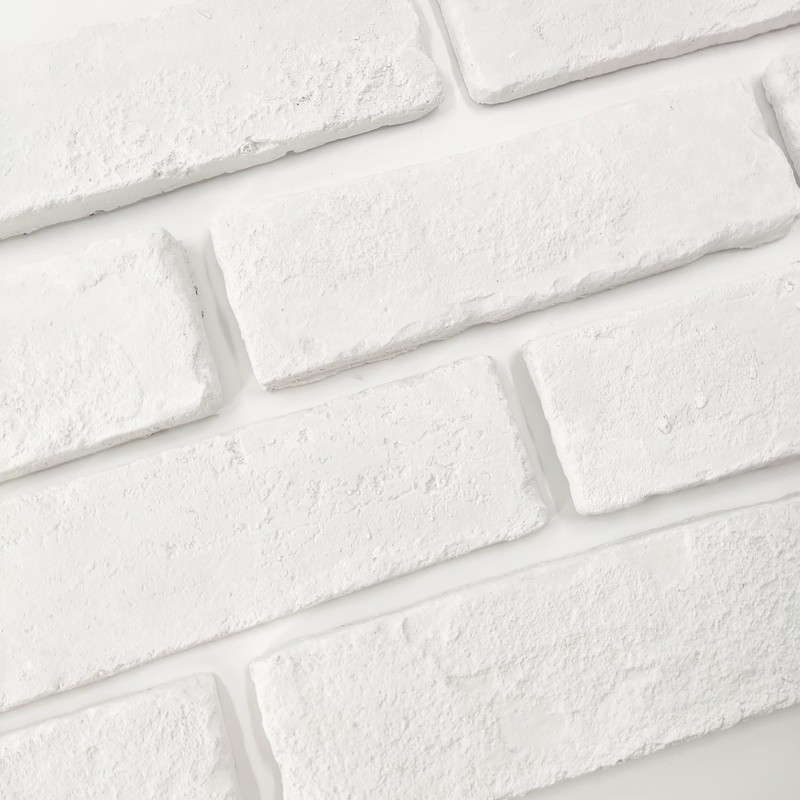 Jusmioke 40 Pcs White Thin Brick Veneers, 2.4" x 7.9"