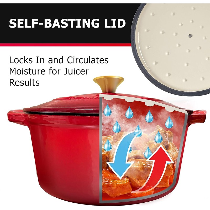 MÜELLERHOME 4.5 QT Enameled Cast Iron Dutch Oven, Heavy-Duty Casserole
