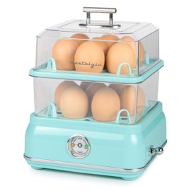 Nostalgia CLEC14AQ Retro Premium 14 Capacity Electric Large Hard-Boiled Egg Cooker, Poached, Scrambled, Omelets, Whites, Sandwiches, for Keto & Low-Carb Diets, Aqua