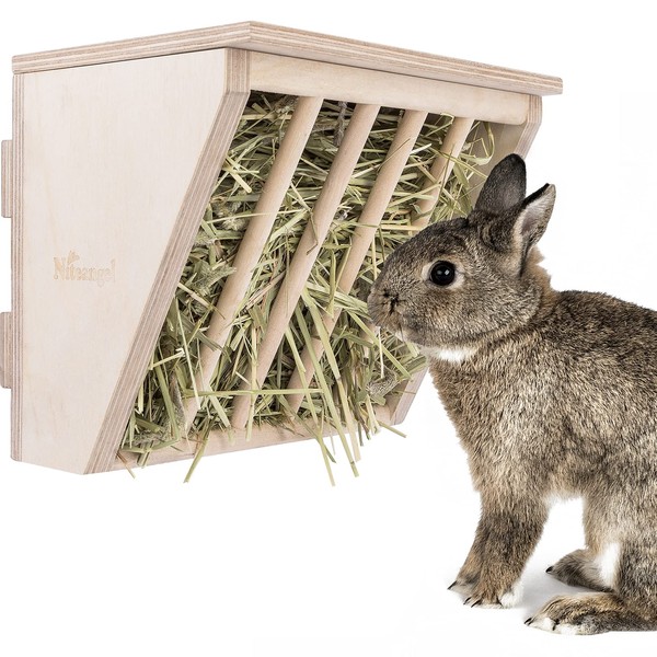 Niteangel Pet Wooden Hay Manger with Seat, Large Size, 9-7/8''