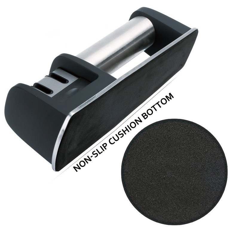 プロフェッショナルナイフシャープナー 直刀や鋸歯状の刃用 ダイヤモンドでコーティングされた2段階の研磨砥石車システム 黒