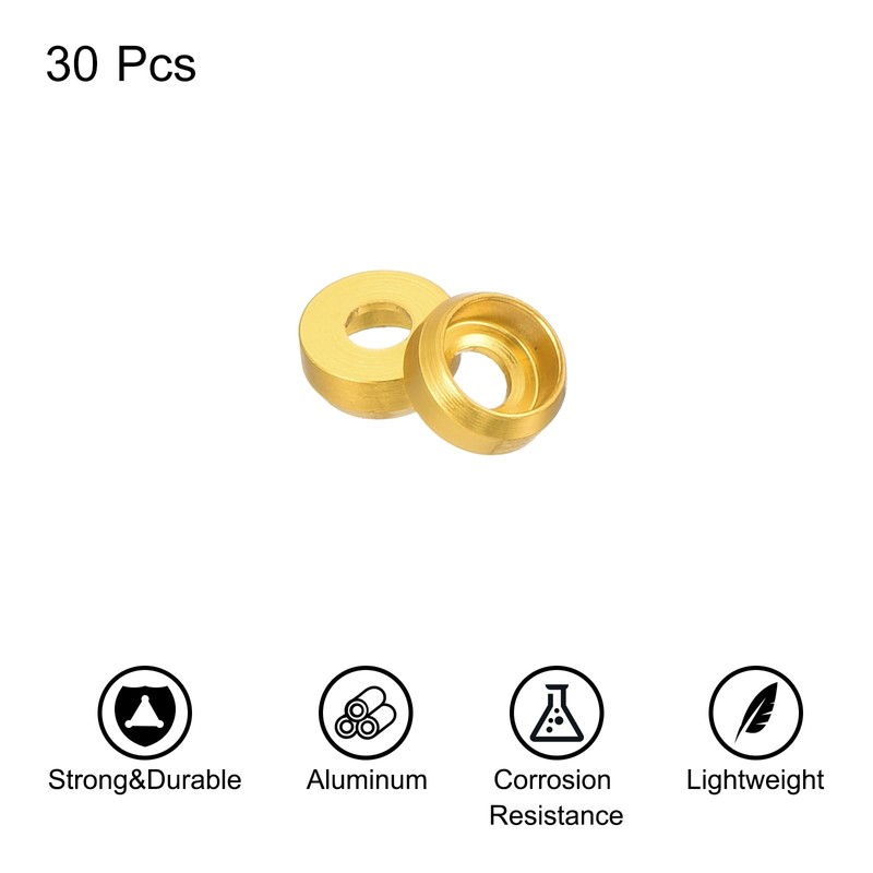 sourcing map M2 Cone Cup Countersunk Washers,Hole Dia 2mm/0.08" Aluminum