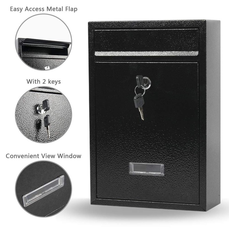 KYODOLED Key Lock MailBoxes for Outside, Locking Wall Mount Mailbox,