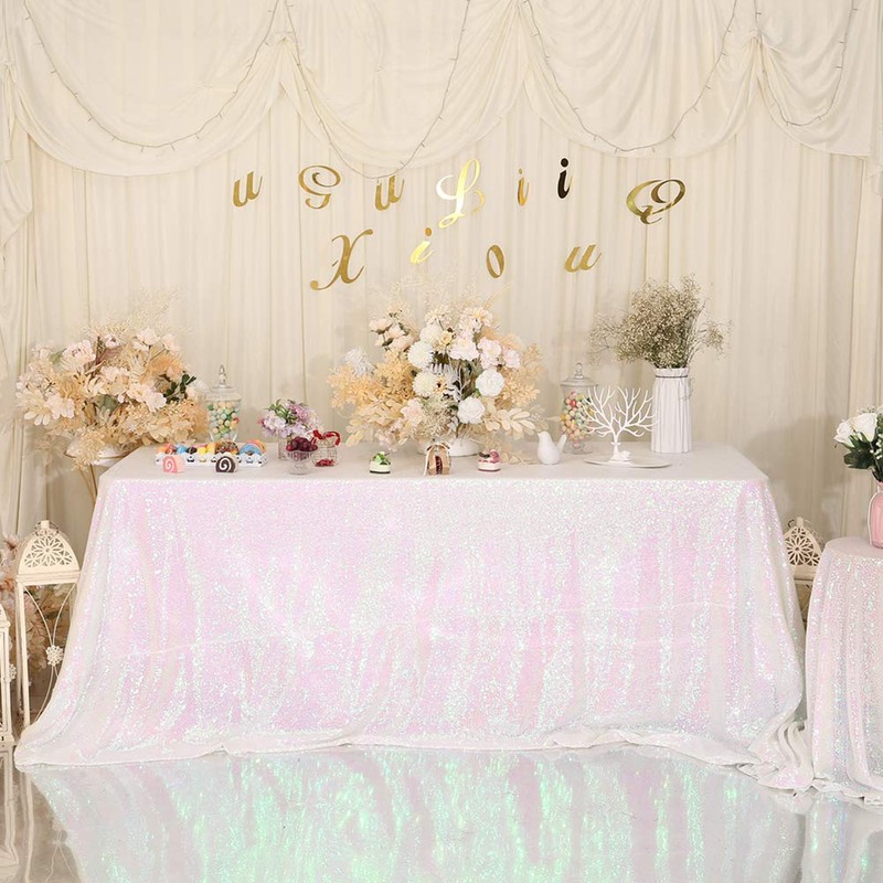Eternal Beauty Sparkly Rectangle Sequin Tablecloths Wedding Party Banquet (Iridescent,50x80