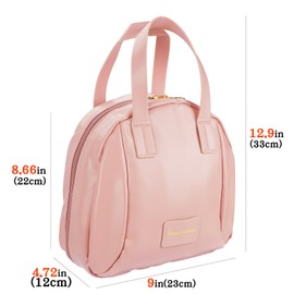 Biiange Elegant Portable Shell Cosmetic Bag Storage Bag with Handle for Women with Compartments Large Capacity Travel Makeup Bag for Storage Bag (Pink)